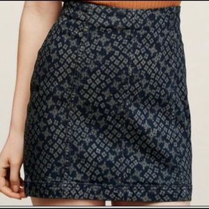 Free People Femme Printed Denim Mini Skirt